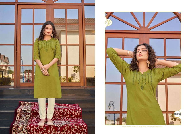 Scarlet By Kajree Rayon Long Embroidery Kurtis Wholesale Price In Surat